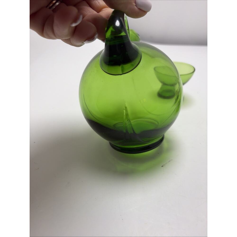 RARE Cambridge Green Small 5”Decanter & 4 Flat 1 OZ Cordials SUPERB! - Picture 8 of 10